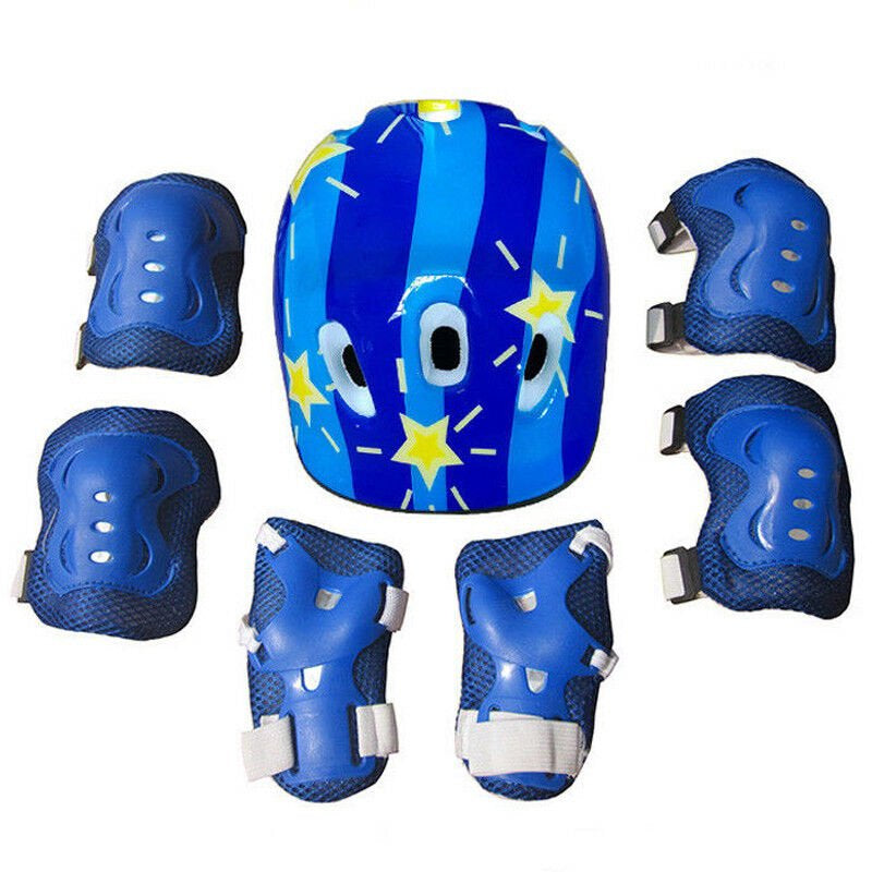 7PCS Kids Safety Helmet Knee Elbow Pad Set for Boy Girl Cycling Skate Bike Protective Set