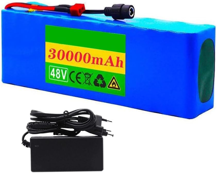 48V 30Ah E-Bike Battery 13S3P Lithium-Ion Battery Pack for 350W 500W 750W 1000W Motor Electric Bicycle Scooter with BMS and 54.6V Charger
