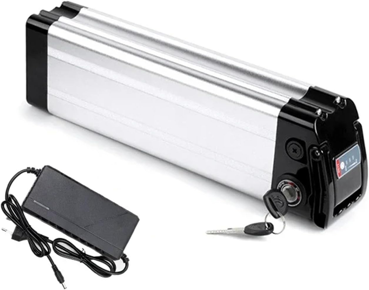 48V 15Ah 17.5Ah 20Ah Silver Fish Style Electric Bike Battery, 48V Lithium Battery with Aluminum Case/Anti-Theft Lock,for 0-1000W Electric Bicycles Motor,17.5ah