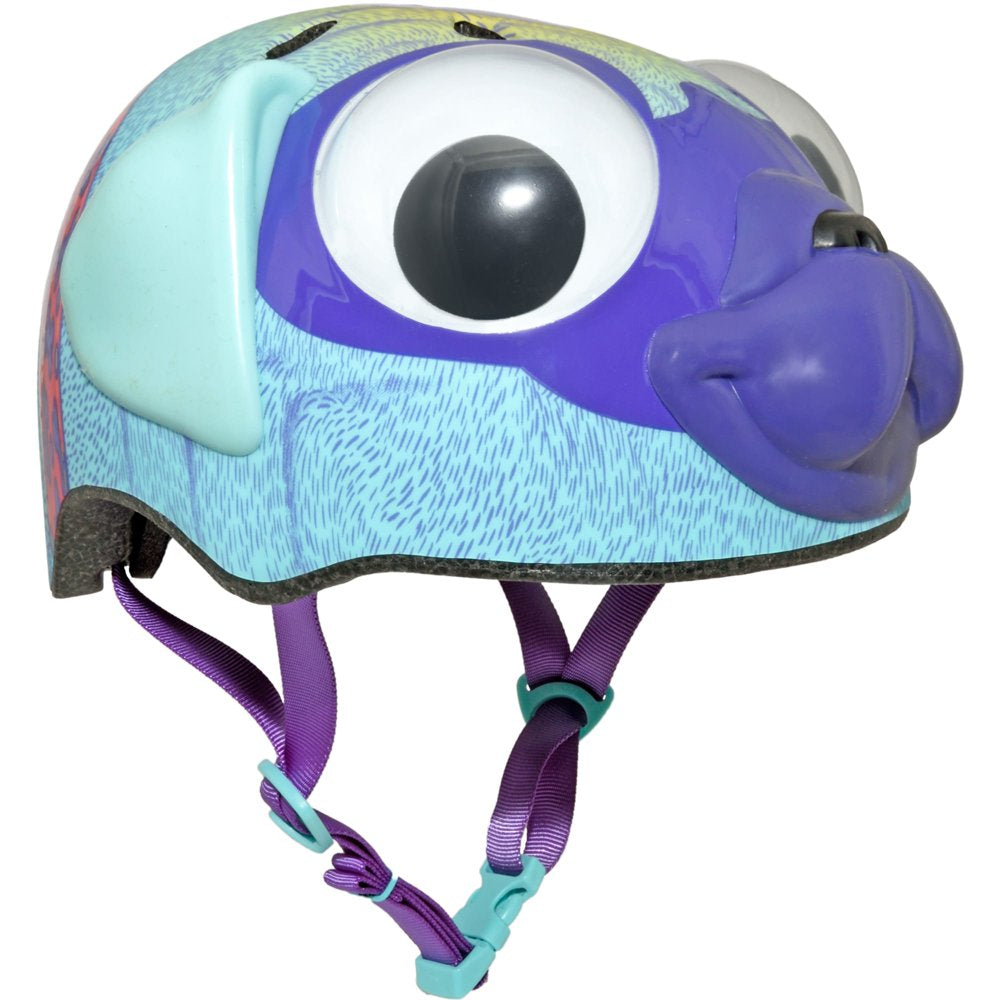 Raskullz Pugsley Pug Blue Bike Helmet with Googly Eyes, Toddler 3+ (48-52 Cm)