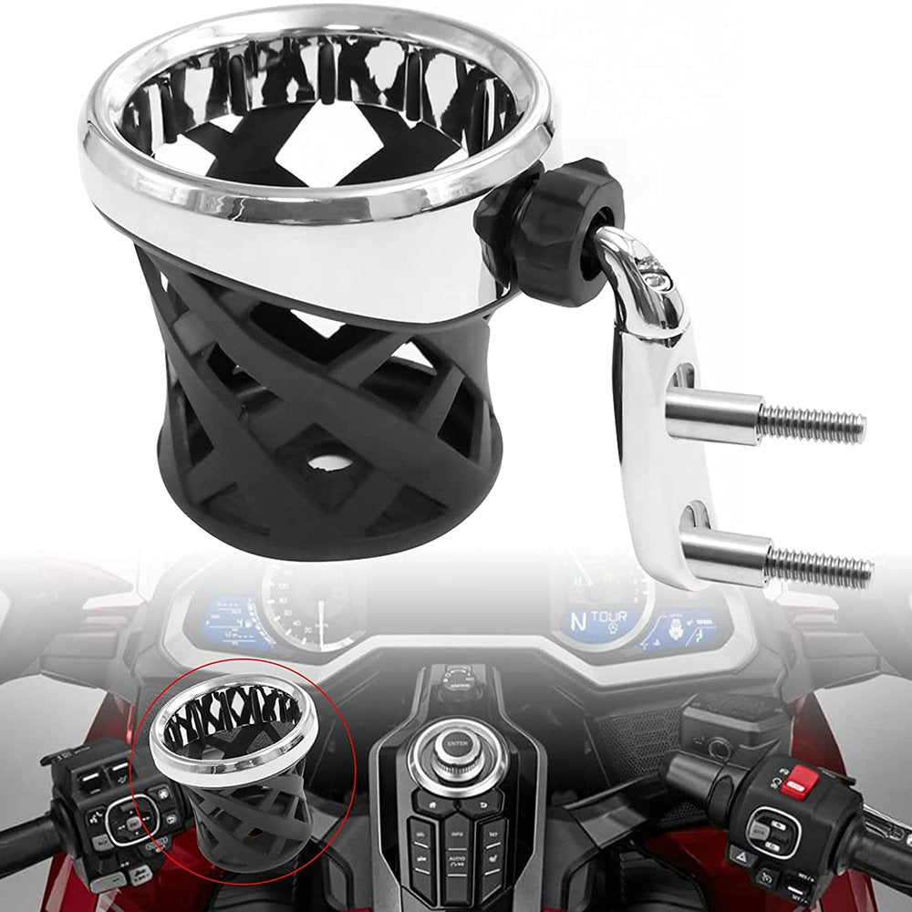Motorcycle Handlebar Cup Holder Drink Mounted for Gold Wing GL 1800 Trike 2001-2017 F6B 2013-2017 Chrome
