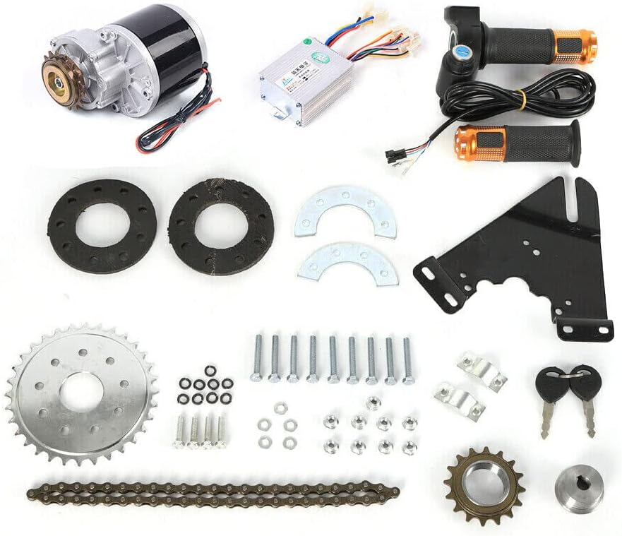 Electric Bike Conversion kit, Regular Bike Left Chain Drive Electric Conversion kit, Brush Motor Electric Bike for Regular Bikes