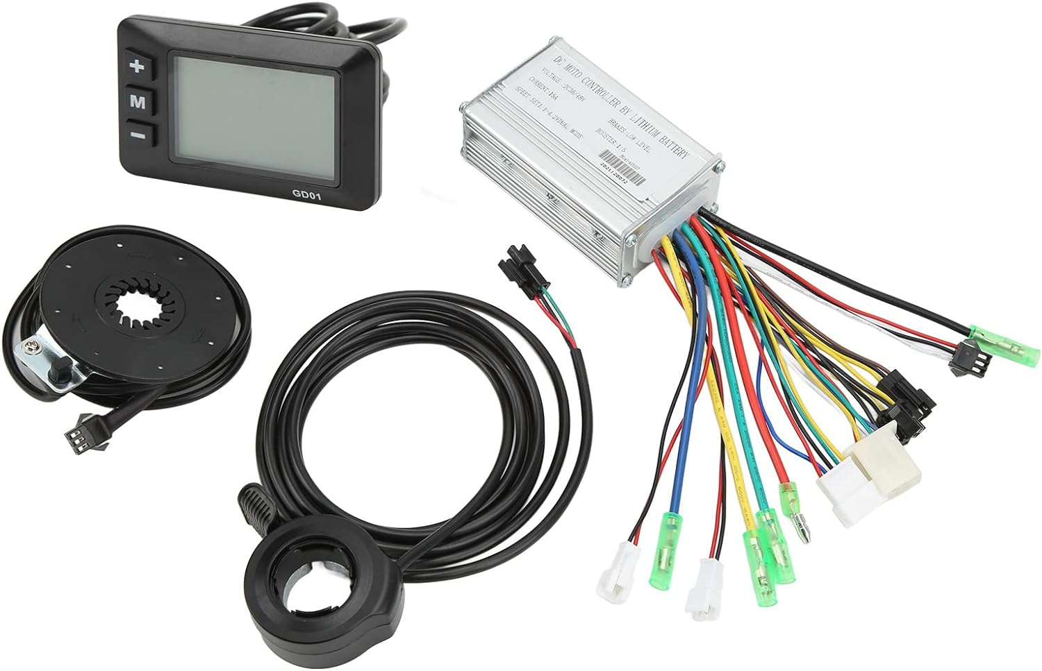 Pilipane Electric Bike Conversion Kit,Electric Bike Motor Controller, Universal Electric Scooter Motor Controller, 15A Common Controller 36V 48V with LCDGD01 Panel Thumb Throttle