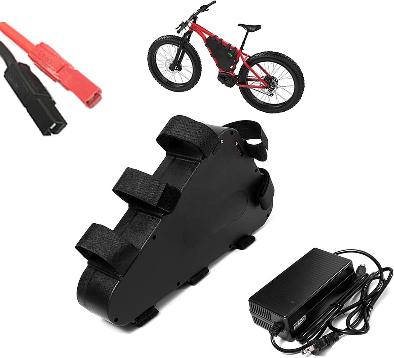 52V 13Ah 15.6Ah 18.2Ah 20.4Ah 24Ah Ebike Battery Lithium ion Battery with USB Port and Charger 52V Triangle Electric Bicycle Battery for 0-1200W Motor,52v,24Ah