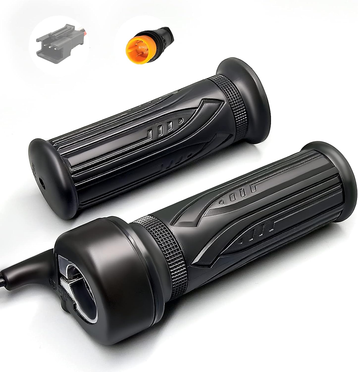 MUSELK Electric Bike Full Twist Throttle Right Handle Throttle 24V 36V 48V 60V 72V with 3 pin Waterproof/SM Connector for EBike or Folding Electric Scooter