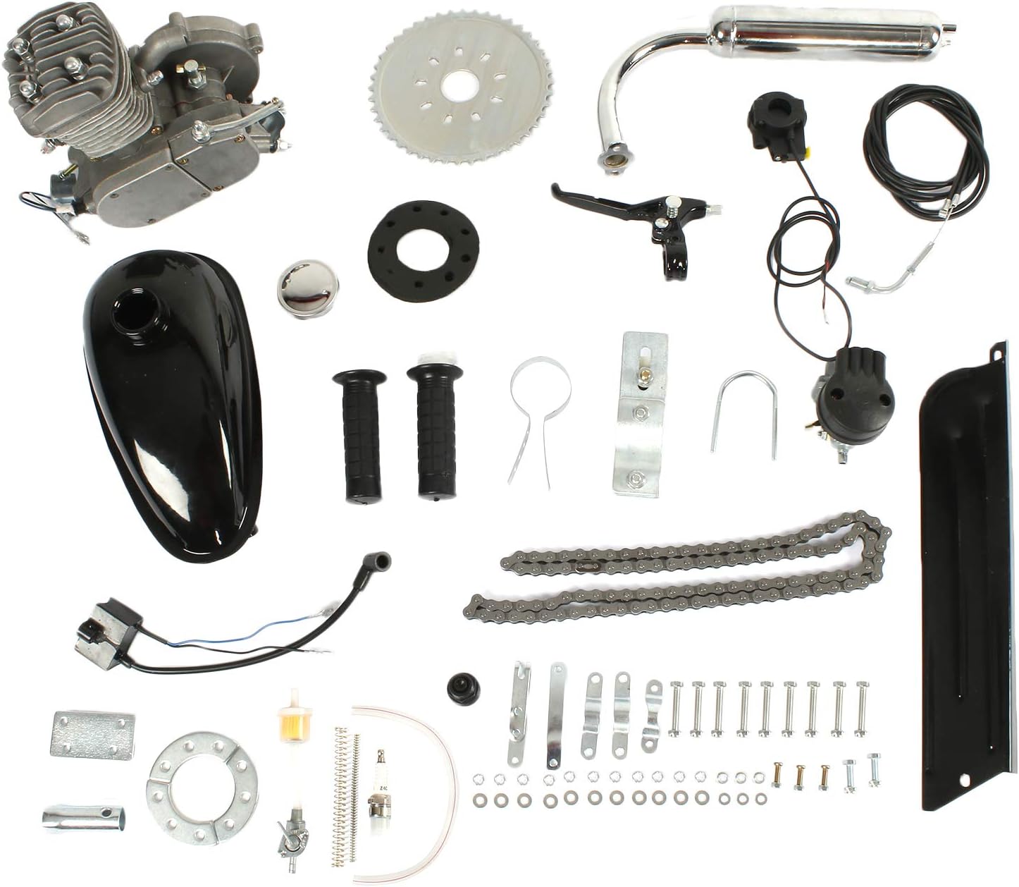 PEXMOR 50cc Bicycle Engine Bike Motor Kit, 2 Stroke Gas Motorized Bike Conversion Kit, Gasoline Petrol Bicycle Motor Refit Full Set for 26-28" Bikes with V-Frame,Super Fuel-efficient