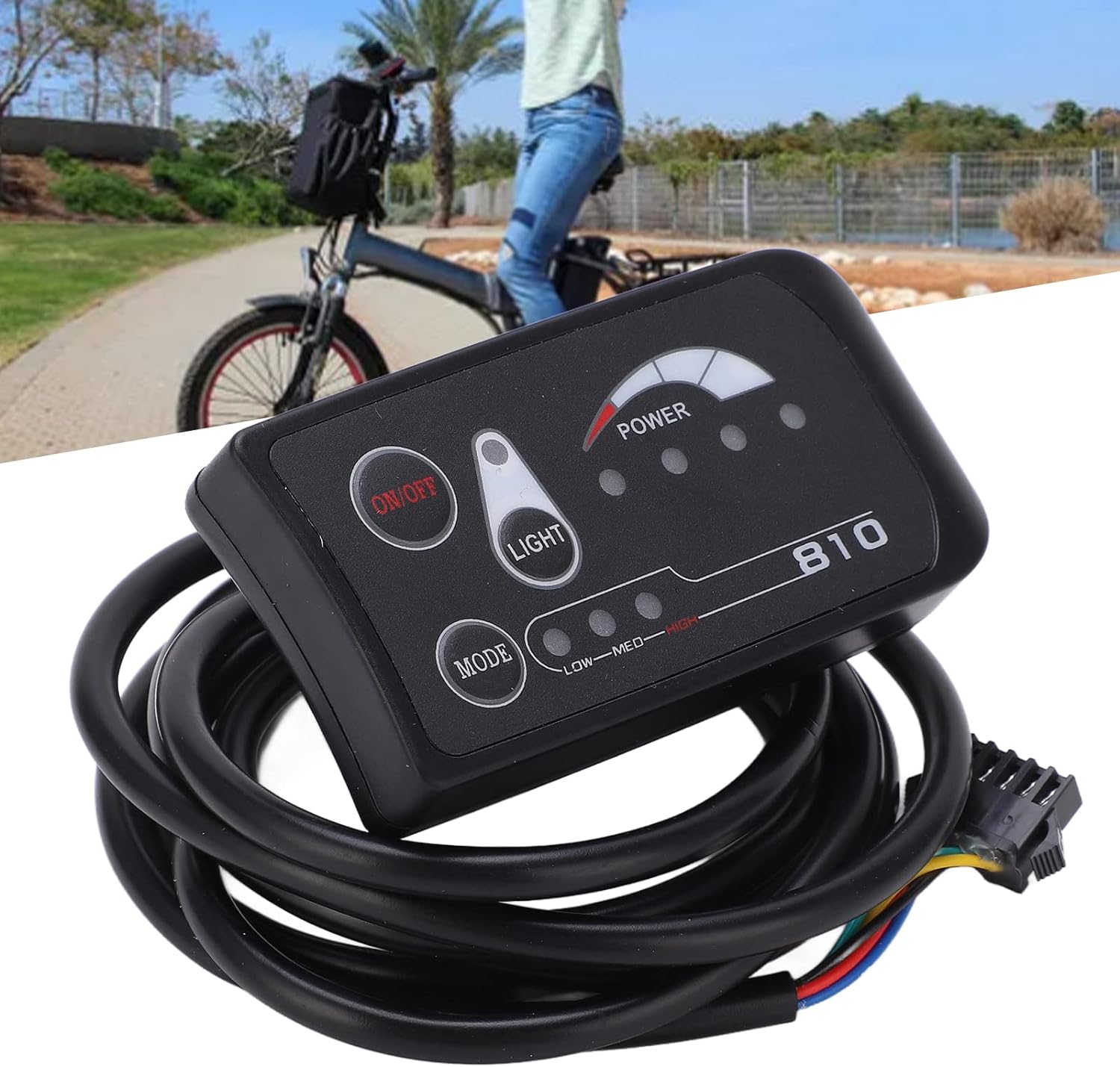 Electric Bicycle LED Display Control Panel, Electric Bike LED Display Panel 36V 48V S810 LED Display Meter for Electric Bike 5 Pin Ordinary Interface