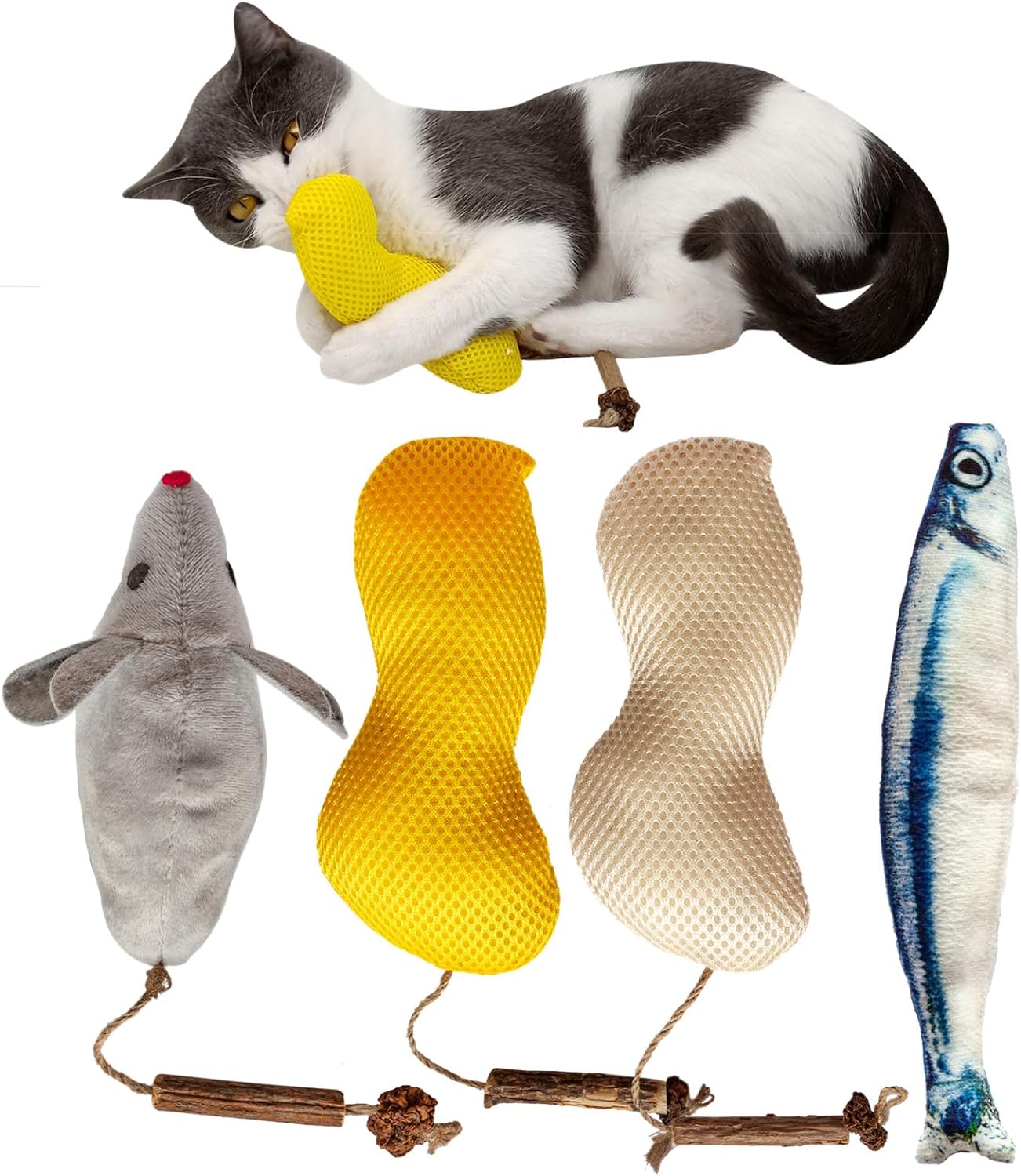 4Pcs Catnip Toys, Cat Toys, Cat Toys for Indoor Cats, Catnip Toys for Cats, Cat Toys with Catnip, Interactive Cat Toy, Cat Chew Toy, Cat Pillow Toys, Cat Toys for Kittens Kitty