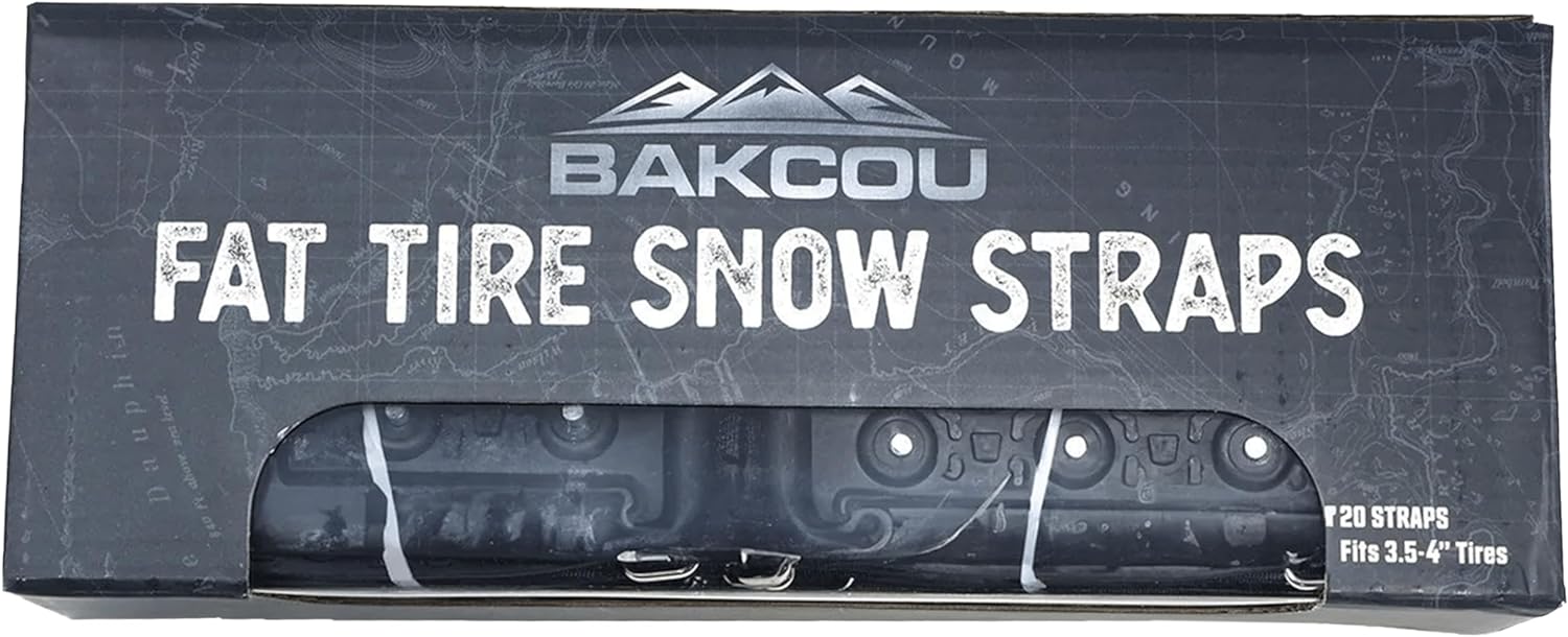 Bakcou | Fat Tire Snow Straps - Set of 20 Studded Straps for 3.5-4 Inch Fat Tires | Enhanced Traction in Winter Terrain | Ideal for Icy and Snow Packed Conditions - 18 Straps per Tire