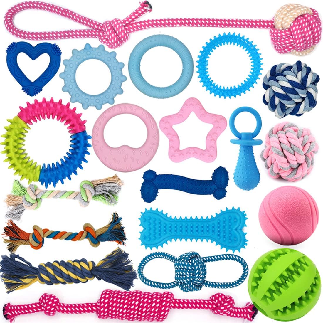 20 Pack Puppy Toys Set - Puppy Chew Toys for Teething, Interactive Dog Teething Toy for Small Breeds - Tough Rope Toys for Puppies, Cute Soft Rubber Toys Bundle for Teeting Pets