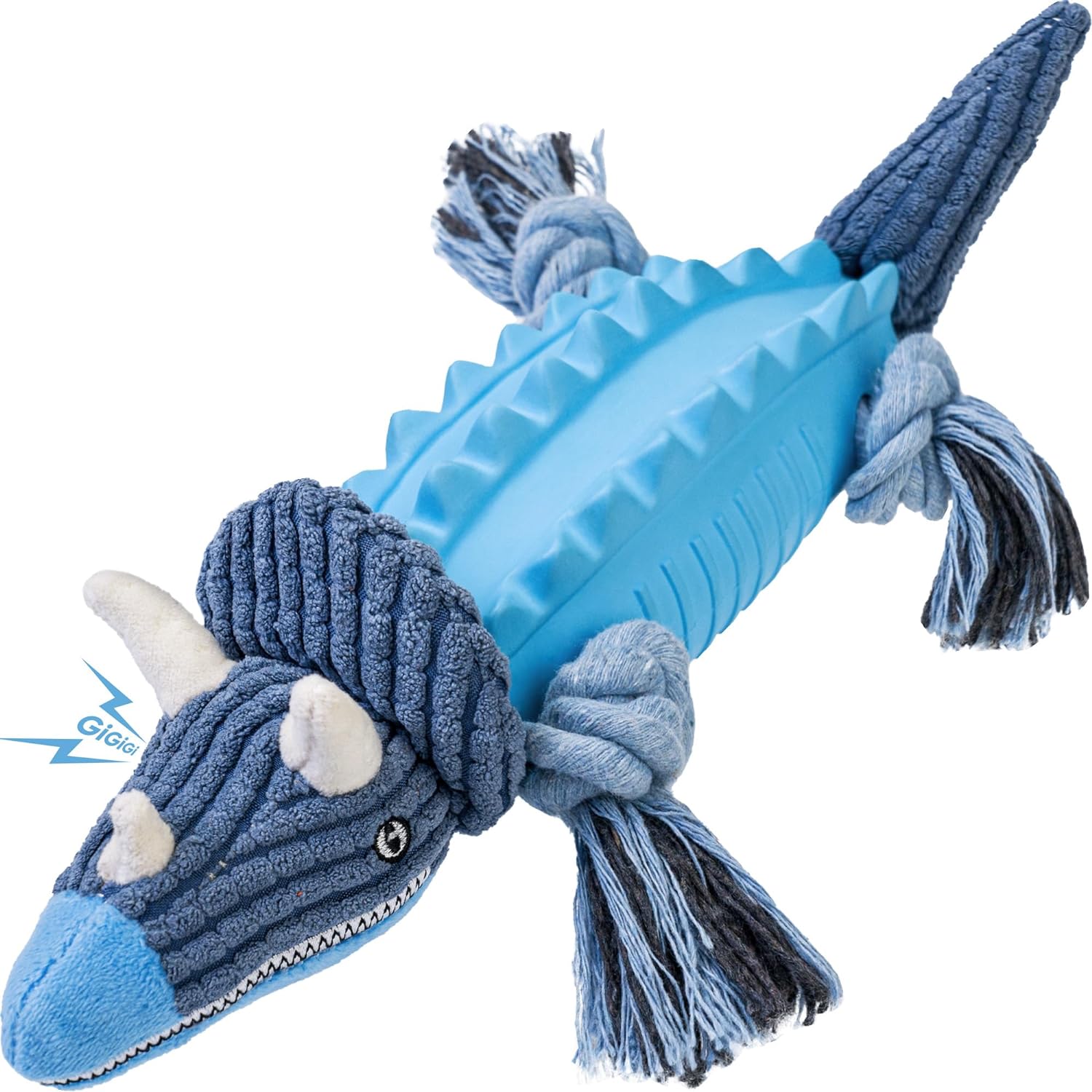 Squeaky Dog Toys, 3 in 1 Dog Chew Toys For Aggressive Chewers, Tough Rubber With Ropes Puppy Chew Toys For Teething, Dog Toys For Small,Medium,Large Breeds,Crinkle Stuffed Animals Plush Toys