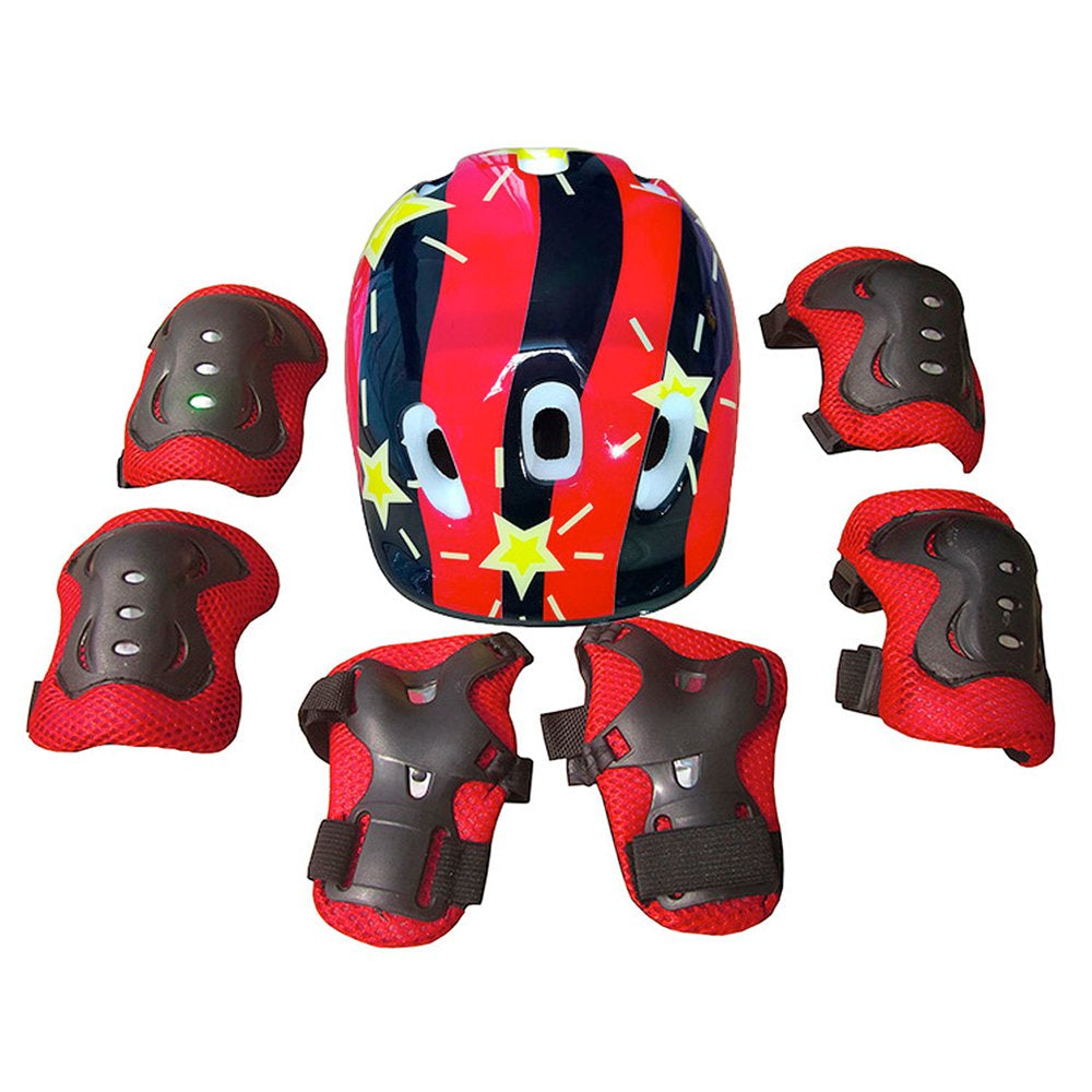 7Pcs Kids Boy Girl Safety Helmet Knee Elbow Pad Sets Children Cycling Skate Bicycle Helmet Protection Safety Guard
