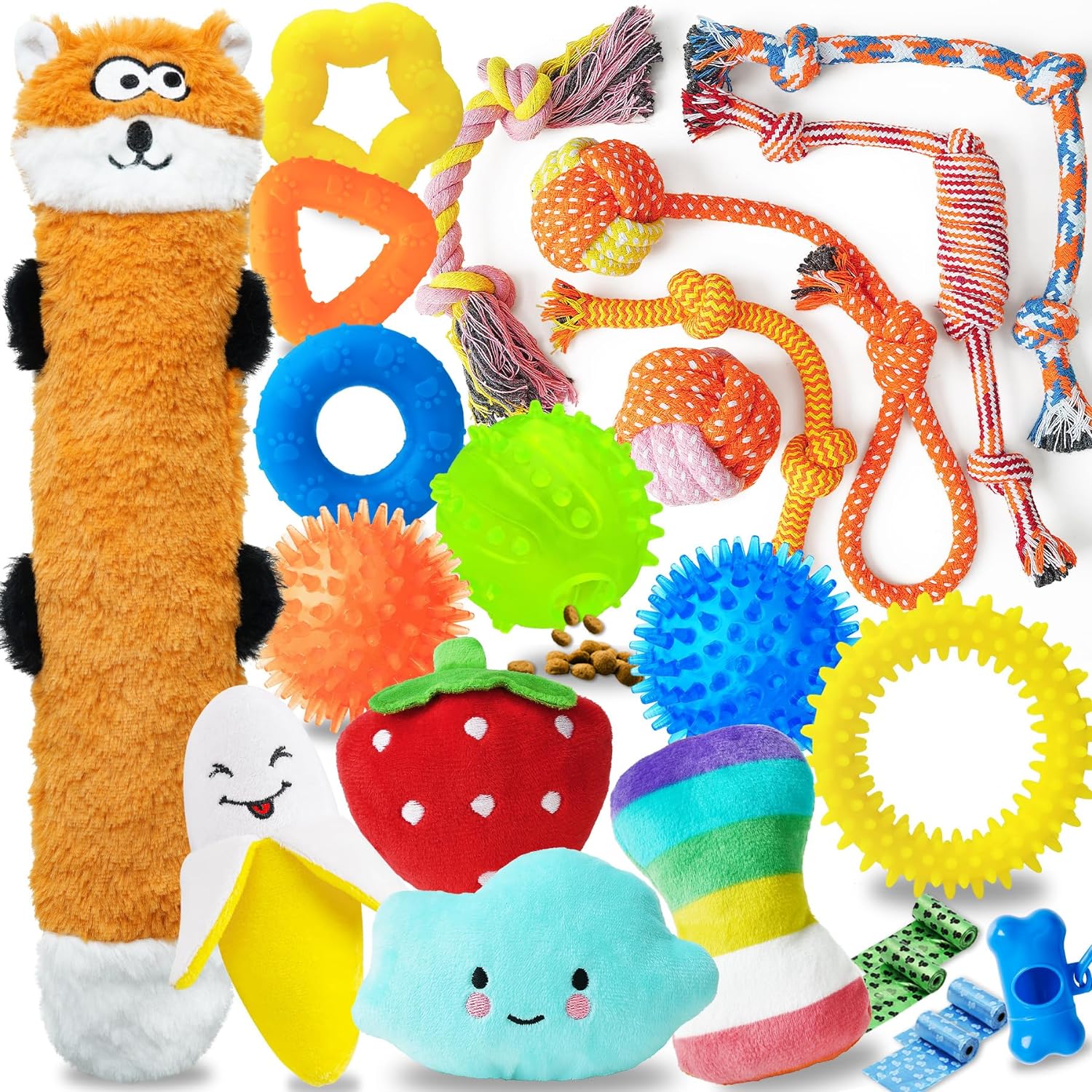 Puppy Toys 23 Pack, Interactive Dog Toys for Small Dogs, Puppy Chew Toys for Teething with Durable Rope Toys, Treat Ball and Cute Squeaky Toys