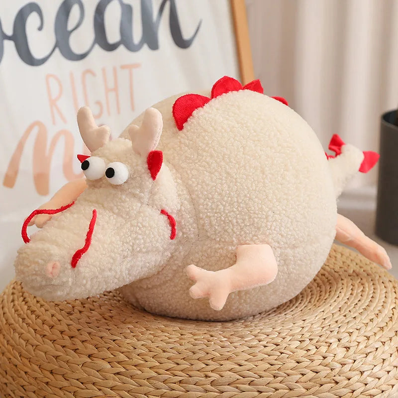Cute Cartoon Dragon Plush Throw Pillow Toy Anime Stuffed Animals Round Fat Chubby Dragon Plushies Cushion Doll for Home Decor ShopOnlyDeal