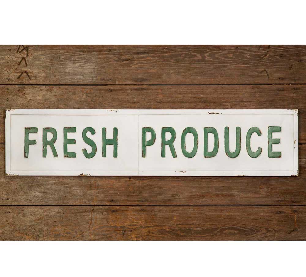 Fresh Produce Embossed Metal Sign