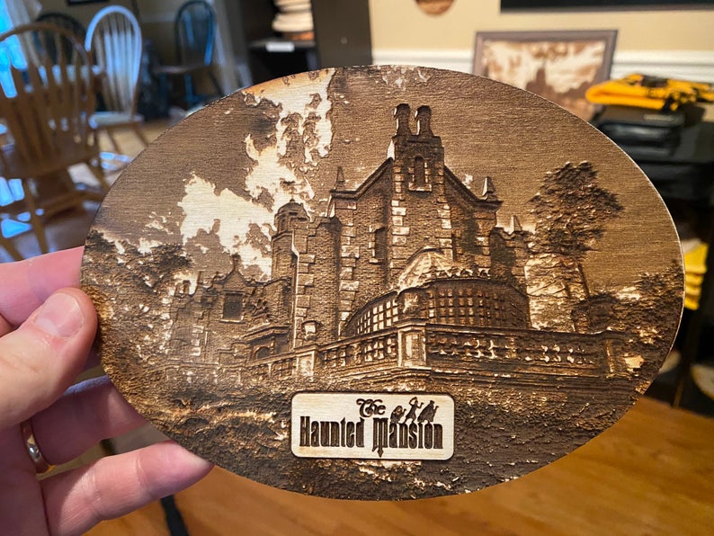 Haunted Mansion WDW - Laser-Etched Photo - Baltic Birch Wood