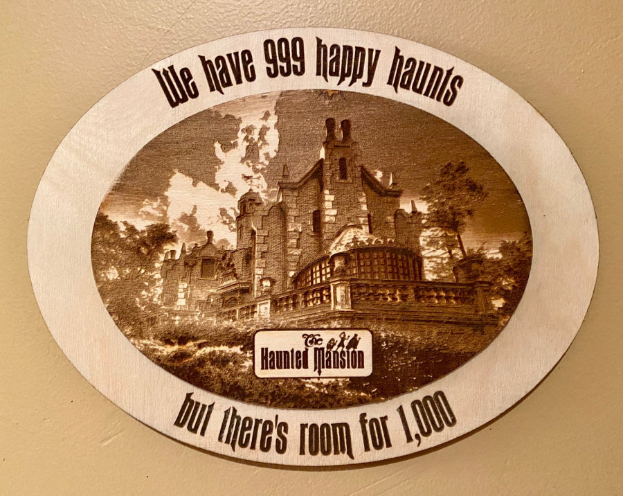 Haunted Mansion WDW - Laser-Etched Photo - Baltic Birch Wood
