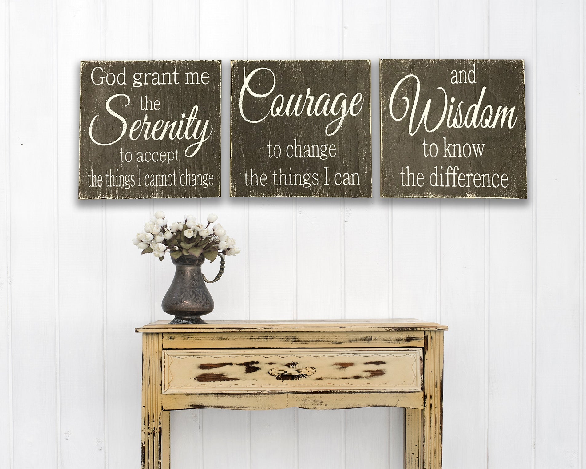 Serenity Prayer Inspirational Wood Wall Sign Set