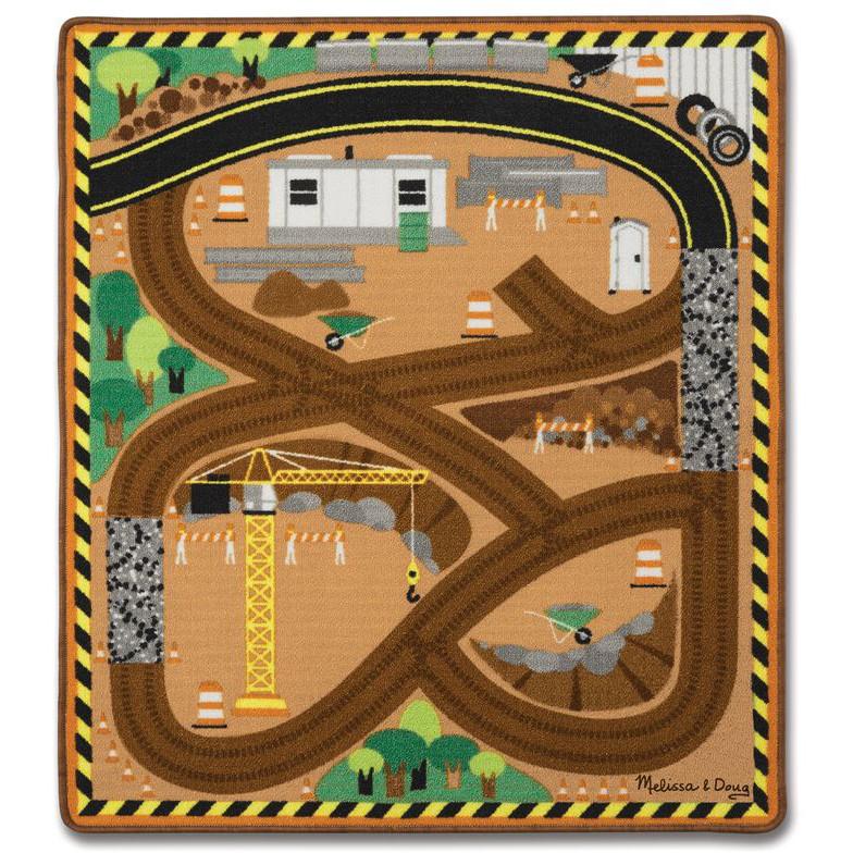 Melissa & Doug Round the Construction Zone Rug & Vehicle Set