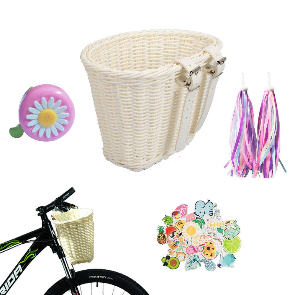 ETMURY Bike Basket Kids Bicycle Basket Decorative Basket Bicycle Basket for Girls Adjustable Front Handlebar Bike Basket DIY Bike Decoration Accessories Kit Gift Unusual