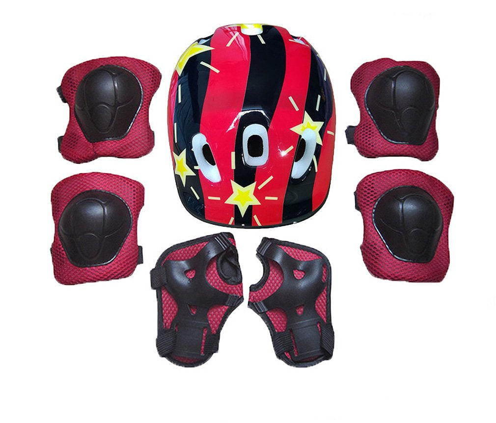 7PCS Kids Safety Helmet Knee Elbow Pad Set for Boy Girl Cycling Skate Bike Protective Set
