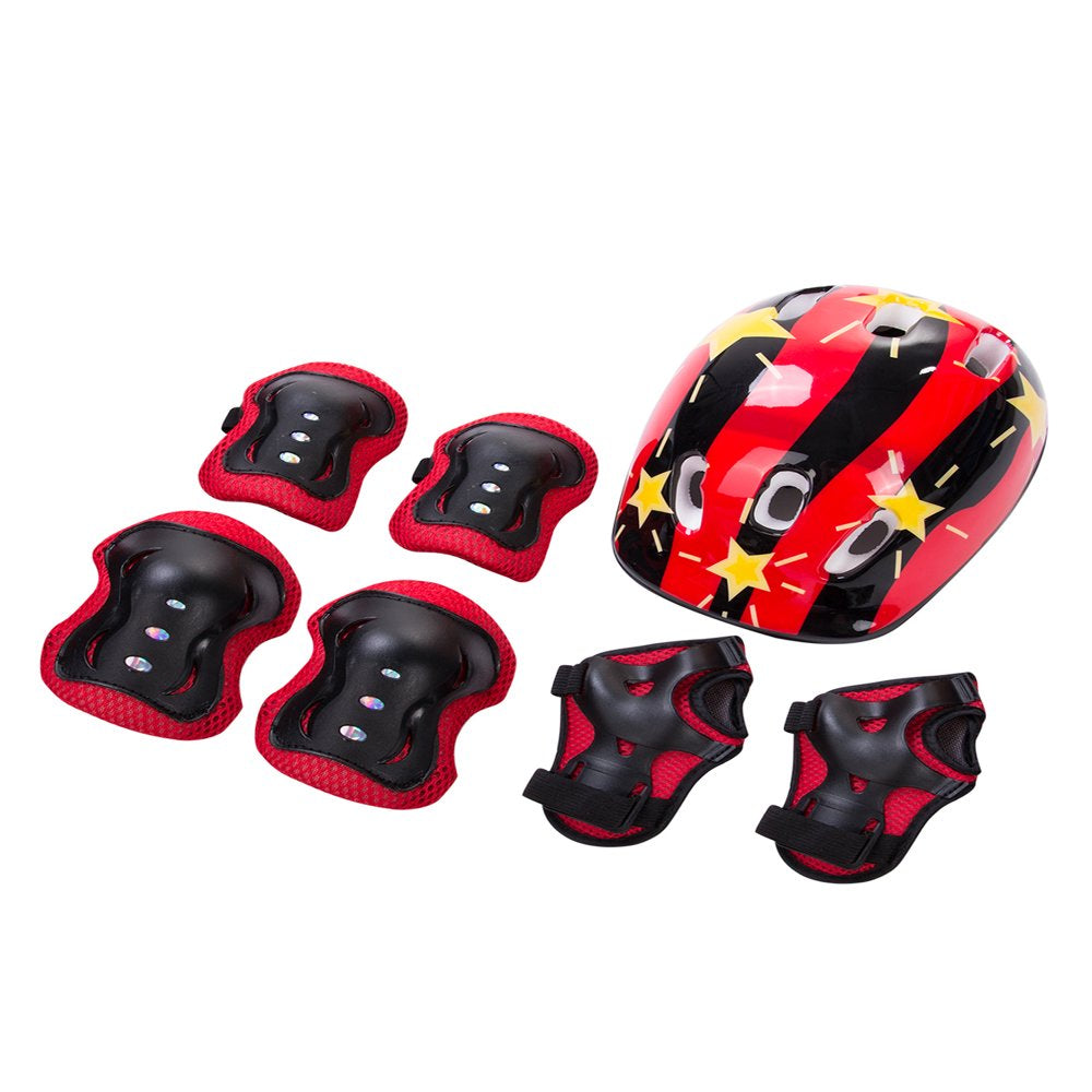 Peyakidsaa 7PCS Toddler Girls Boys Protect Helmet Knee Elbow Wrist Pad Sets for Cycling Skate Bike