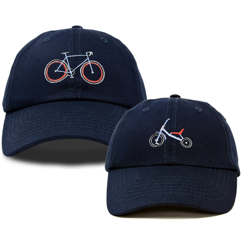 DALIX Father Son Bicycle Tricycle Matching Ball Cap Embroidered Hat Set in Maroon