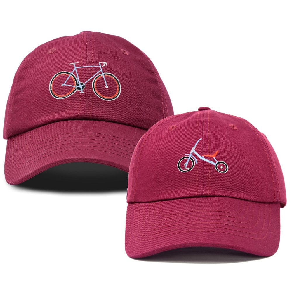 DALIX Father Son Bicycle Tricycle Matching Ball Cap Embroidered Hat Set in Navy Blue