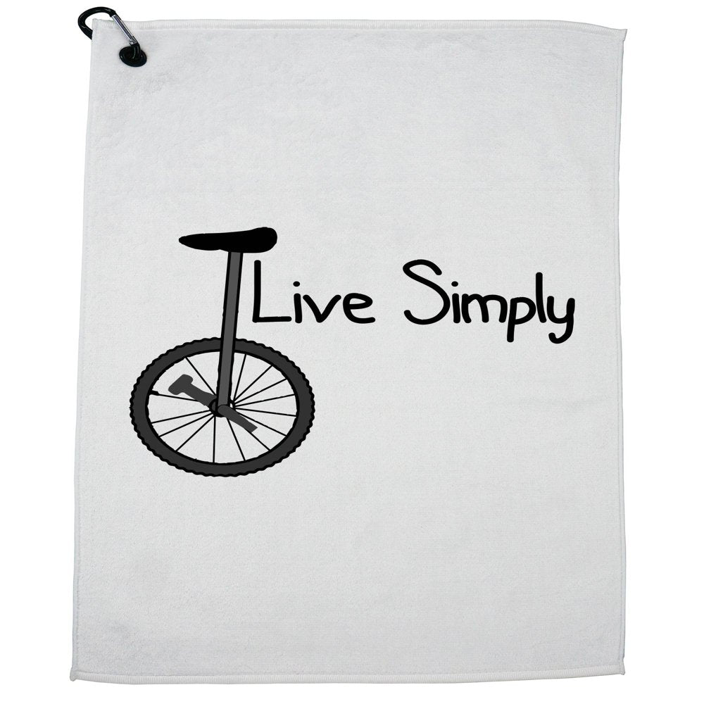 Live Simply - Cool Unicycle Graphic Golf Towel with Carabiner Clip