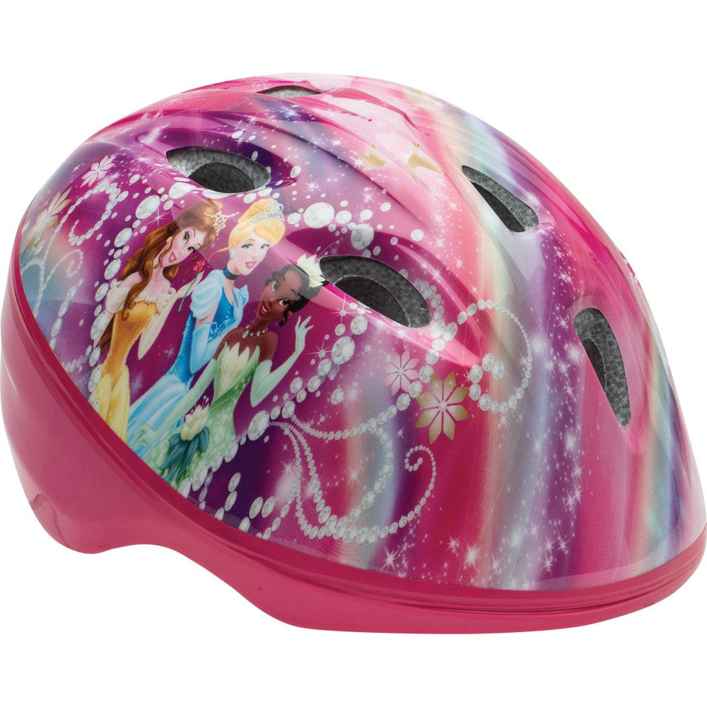 Disney Princesses Rule Glitter Bell Bike Helmet, Pink/Light Blue, Toddler 3+ (48-52Cm)