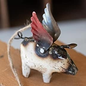 Flying Pig Christmas Ornaments - Set of 4