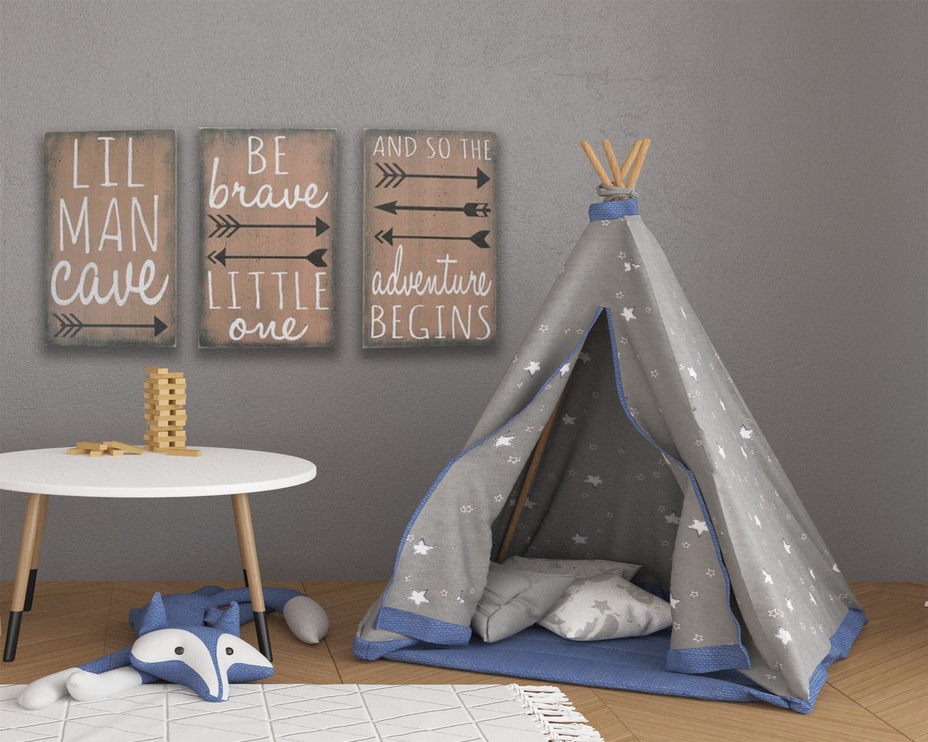 Lil Man Cave Be Brave & Adventure Begins Boys Nursery Decor