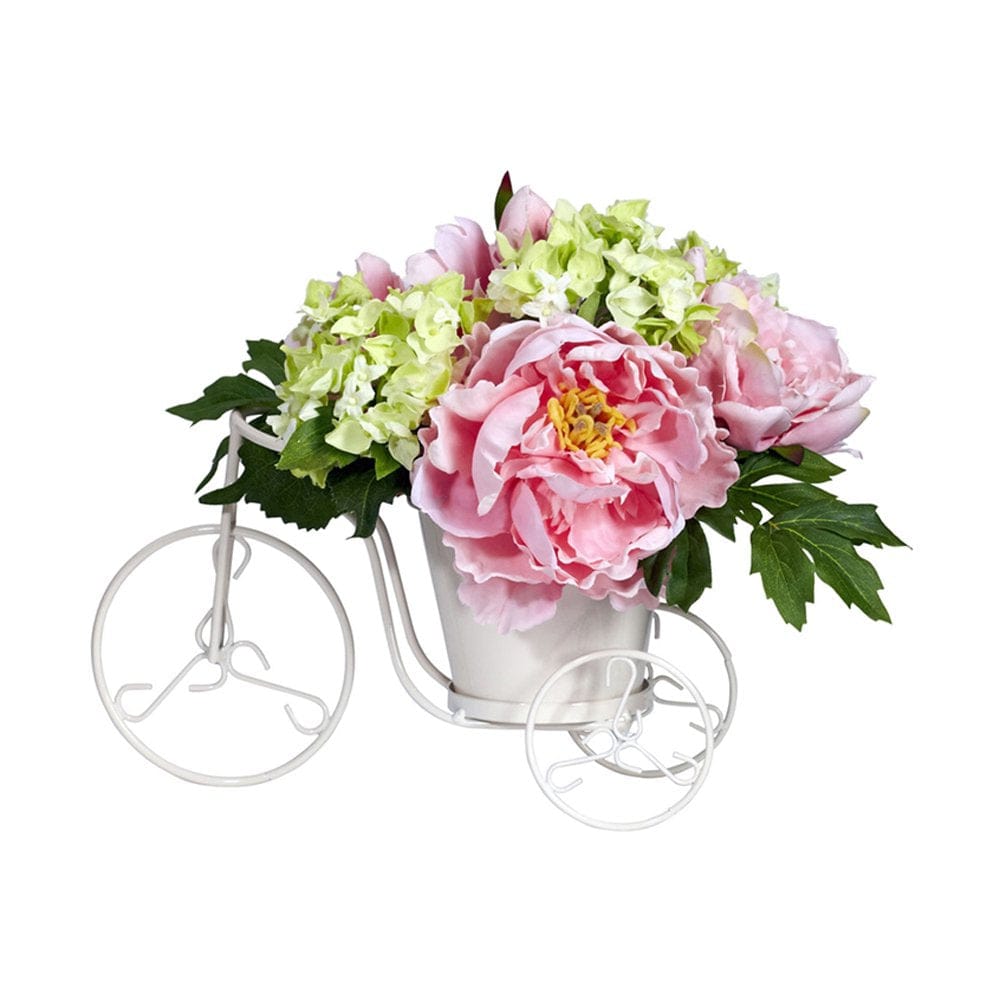 Nearly Natural Peony & Hydrangea Tricycle Artificial Flower Arrangement, Pink