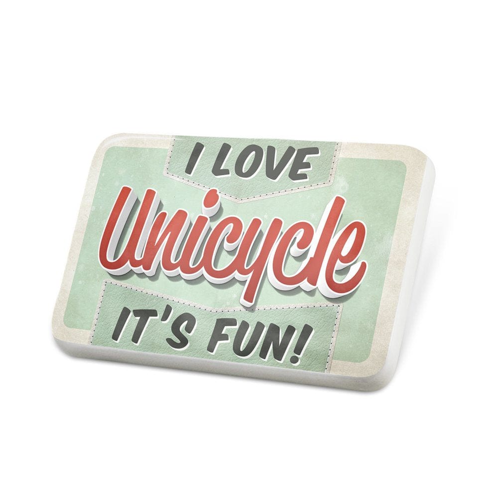 Porcelein Pin I Love Unicycle, Vintage Design Lapel Badge – NEONBLOND
