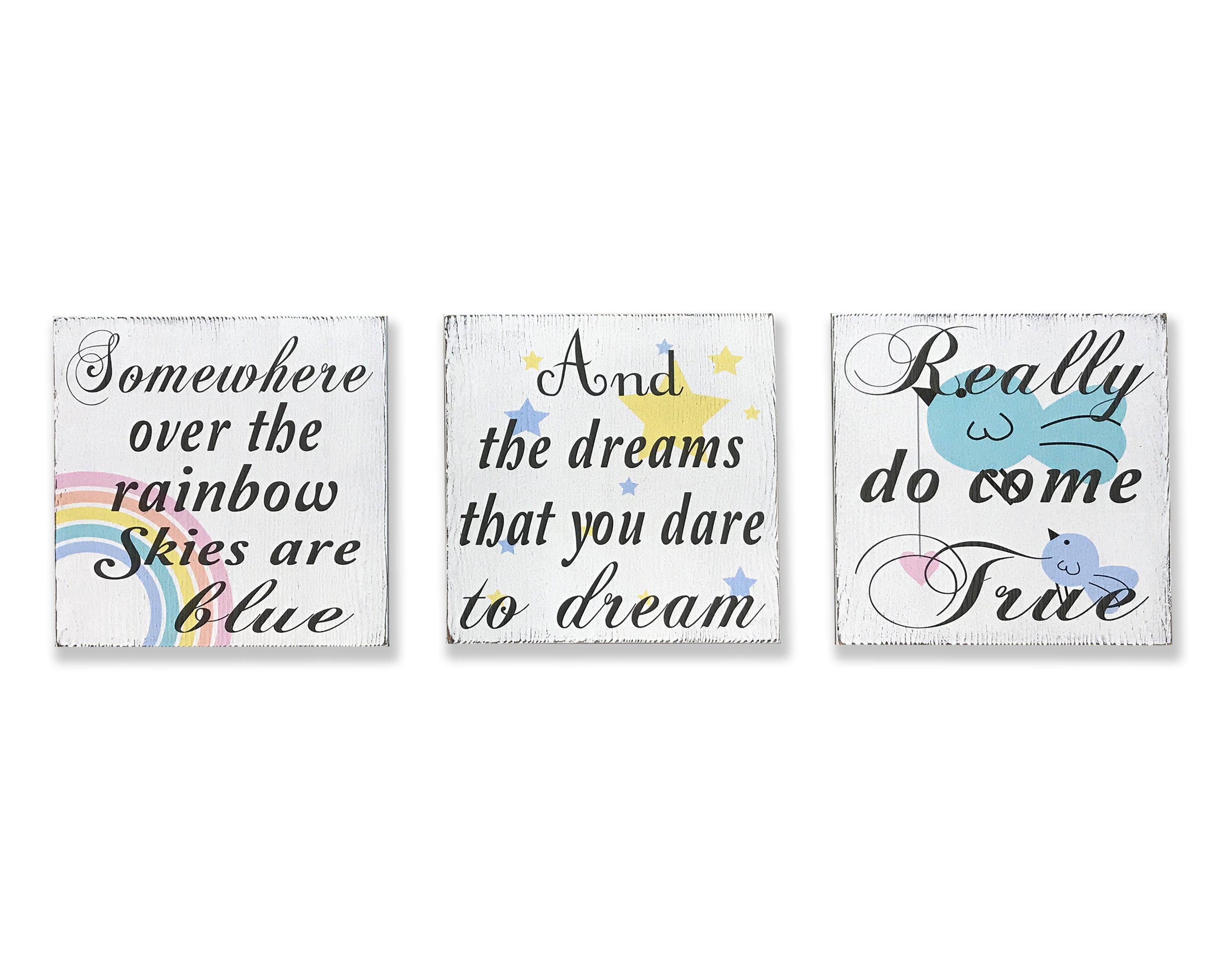 Somewhere Over The Rainbow Nursery Wall Sign Set