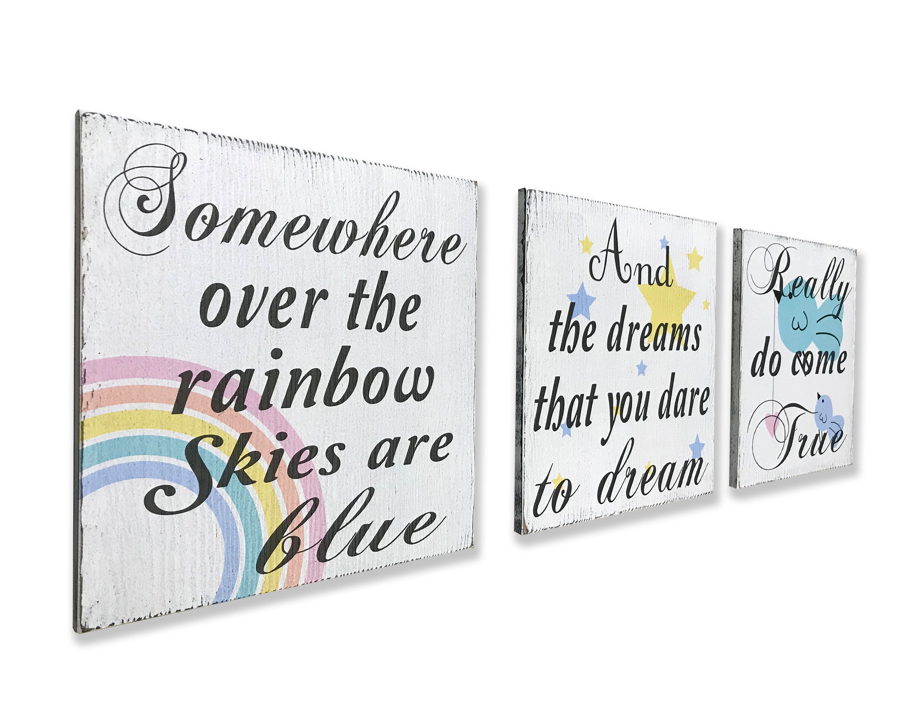 Somewhere Over The Rainbow Nursery Wall Sign Set