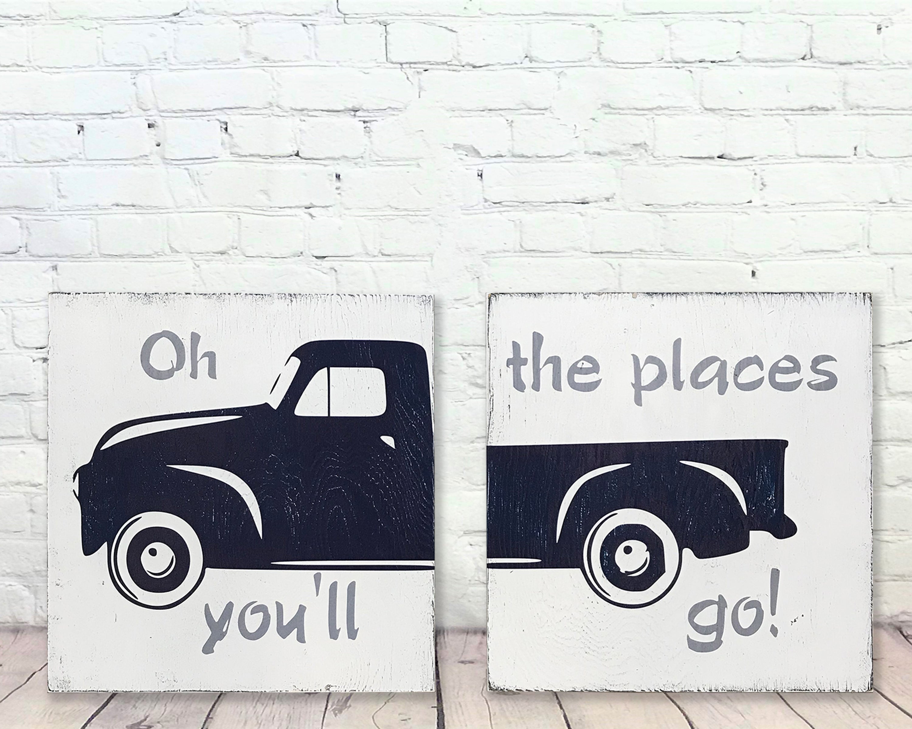 Boys Nursery Decor Vintage Truck Wood Sign